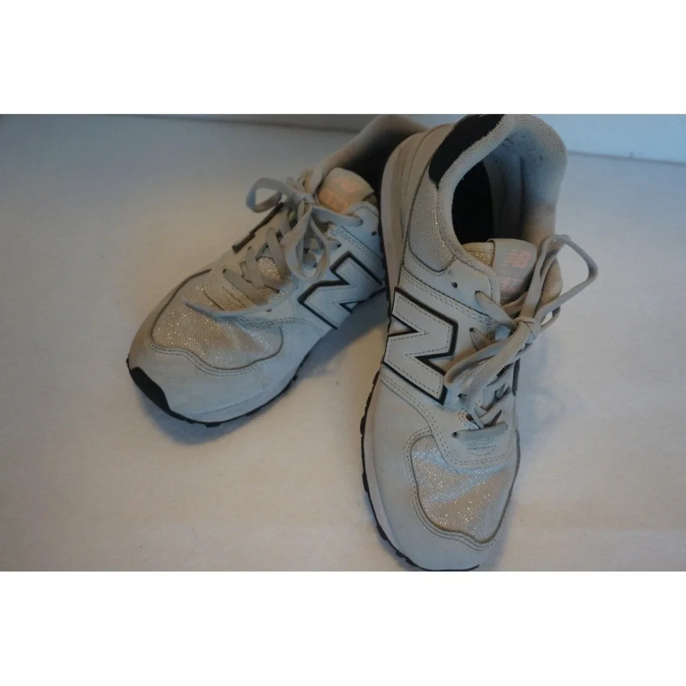 New Balance 574 Womens Grey Glitter Mesh Sneakers GC574FG2 Size 5.5 US